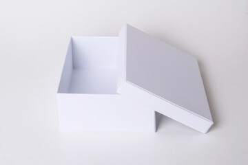Rigid White Box Open Mock-up White Gift Box Isolated White with Shadow Front