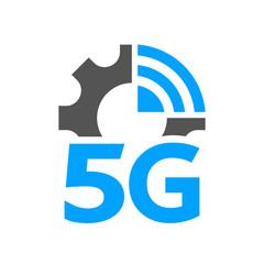 5G internet network vector logo. Isolated icon for 5 G mobile net or wireless high speed connection and data transmission technology and smartphone UI app design
