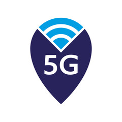 5G internet network vector logo. Isolated icon for 5 G mobile net or wireless high speed connection and data transmission technology and smartphone UI app design