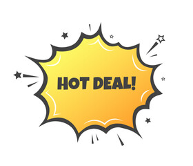 Fototapeta na wymiar Hot deal sign. Flat, yellow, explosion sign, hot deal sign. Vector icon
