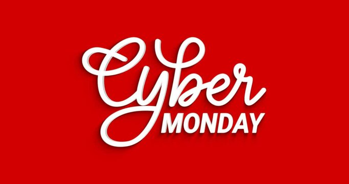 Cyber Monday animation. Handwriting Animated 3D text with alpha channel. Great for promotion, campaigns, events, and celebrations. Transparent background, easy to put into any video.