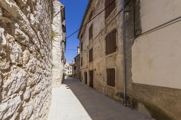 Picture from the town of Groznjan with idyllic cobbled streets and buildings made of natural stone