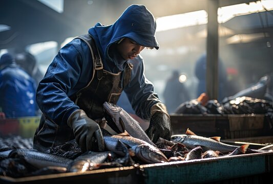 fresh fish in a fishshop or market