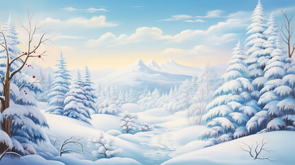 Colorful winter wonderland Ai Generative - obrazy, fototapety, plakaty