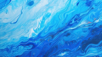 Naklejka na ściany i meble Abstract art blue paint background with liquid fluid grunge texture.