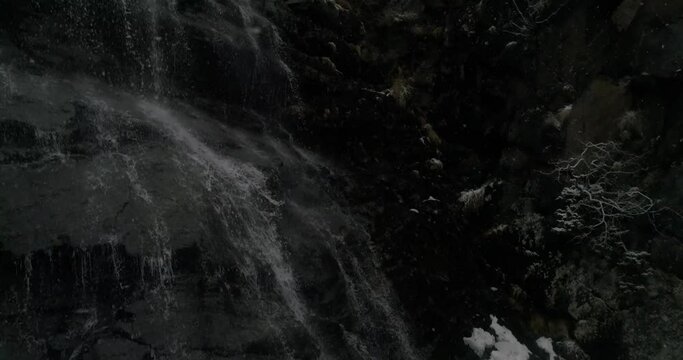 Aerial view of Andorra la Vella, the capital of Andorra, in the Pyrenees mountains between France and Spain. Winter. 