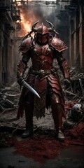 a game warrior in armor