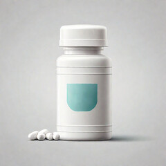 White plastic pill bottle design vector mockup. Created using generative AI tools - obrazy, fototapety, plakaty