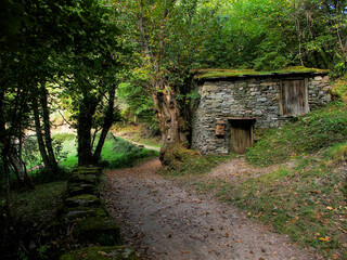 Fototapeta na wymiar Chestnut drying room near the town of Moreda in the Caurel mountain range. Lugo, Galicia, Spain.