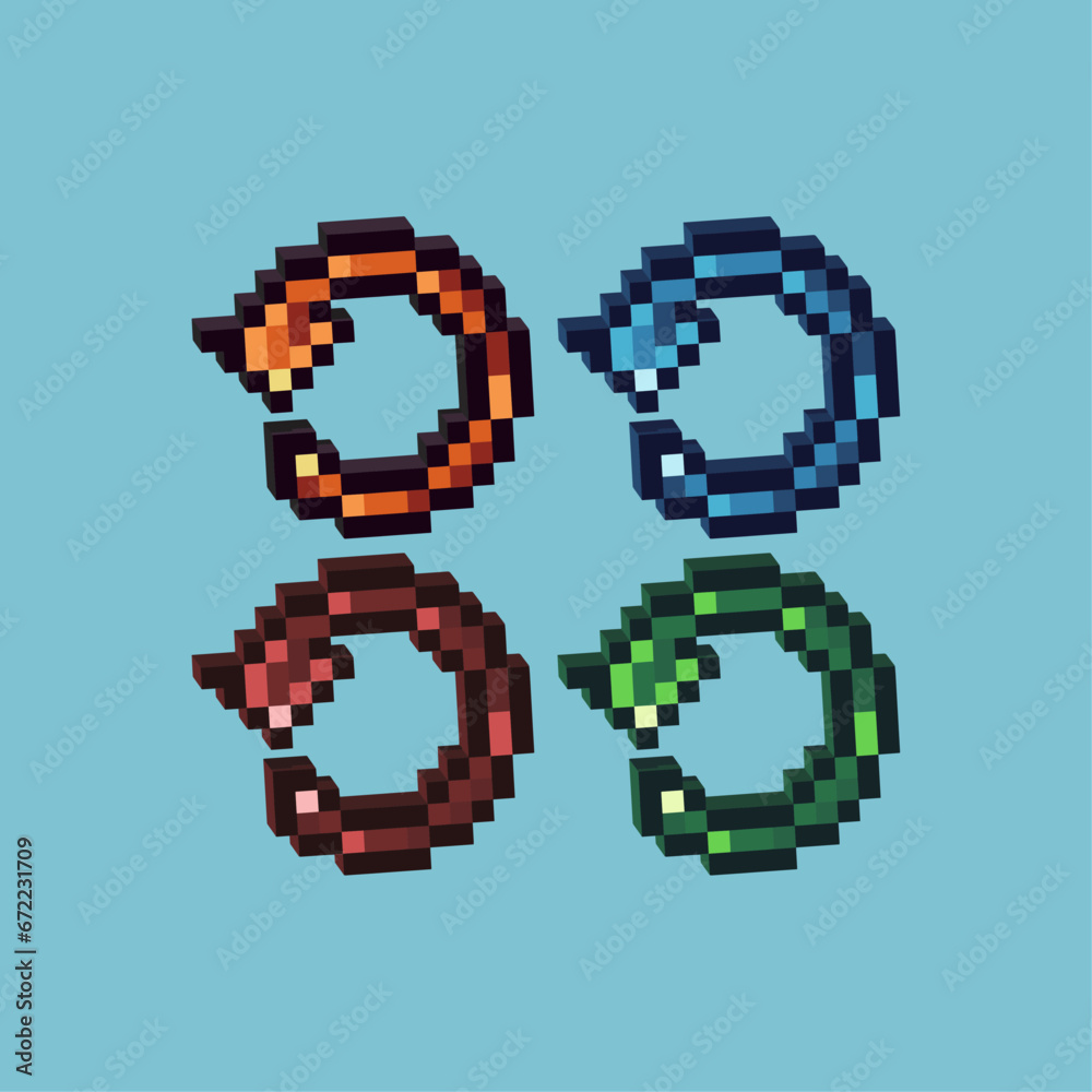 Fototapete pixel art sets of undo sign with variation color item asset. simple bits of undo sign pixelated styl
