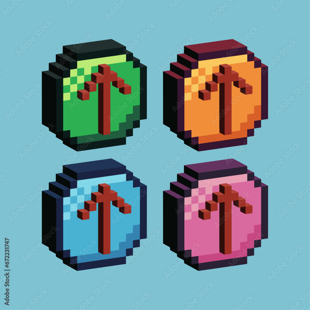 Fototapete isometric pixel art 3d of upload icon for items asset. upload button on pixelated style.8bits perfec
