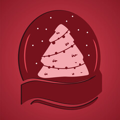 Christmas trees, pines for greeting cards, invitations, banners, web. New Year's and Christmas traditional symbol tree with garlands, light bulbs, and stars. Winter holiday. Icons collection