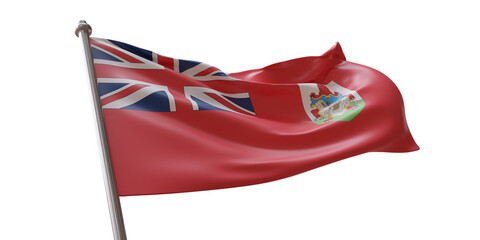 Bermuda flag waving isolated on white transparent background, PNG.