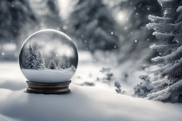 snow globe in the snowy forest