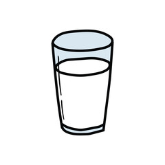 A hand-drawn cartoon doodle icon of a glass of milk on a white background.