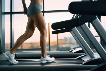 Fototapeta na wymiar legs exercising on a treadmill