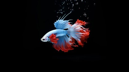 Obraz premium AI generated illustration of a vibrant Siamese Fighting Fish on a dark background