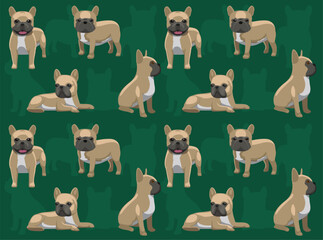 Dog French Bulldog Fawn Mask Coat Cartoon Cute Seamless Wallpaper Background