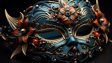 venetian carnival mask close - up on black