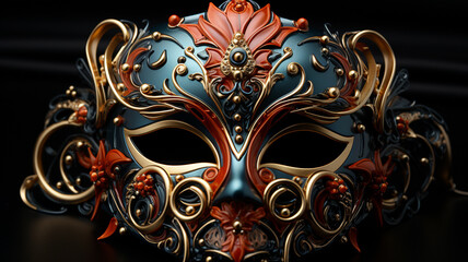 venetian carnival mask close - up on black