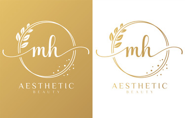 Letter M Beauty Logo with Flourish Ornament