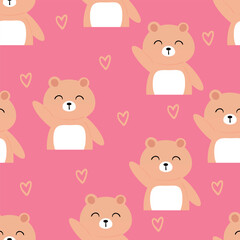 Seamless pattern with cute cartoon bears, for fabric prints, textiles, gift wrapping paper. colorful vector for children, flat style