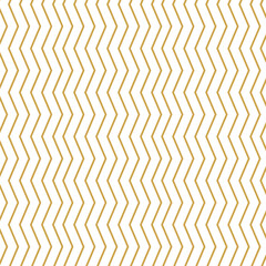 Abstract seamless pattern of gold zigzag lines on a white isolated background.