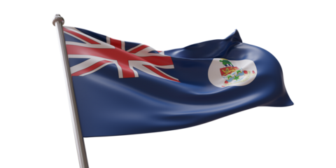 Cayman Islands flag waving isolated on white transparent background, PNG.
