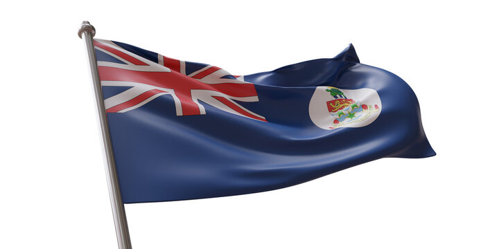 Cayman Islands flag waving isolated on white transparent background, PNG. - Powered by Adobe