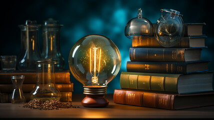 light lamp in the open books.