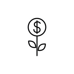 money tree plant  icon. dollar plant icon