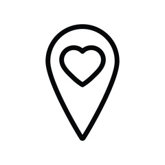 map point with a heart icon.   love sign valentines day icon