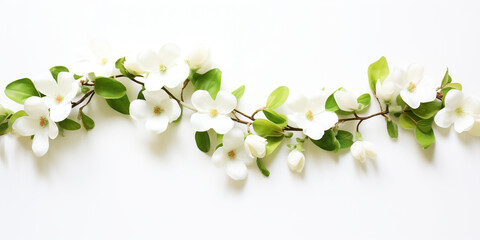Fototapeta premium link of white spring flowers, white background.