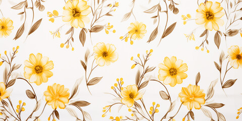 seamless floral pattern on fabric. Generative Ai.