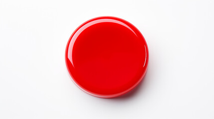 red button on white background. Generative Ai. - obrazy, fototapety, plakaty