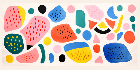 risograph graphic shapes grain background. Generative Ai.