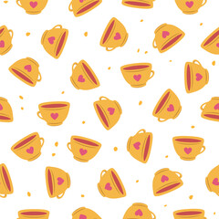 Seamless vector pattern of tea mugs