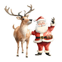 Santa Claus and Reindeer vector illustration isolated on transparent