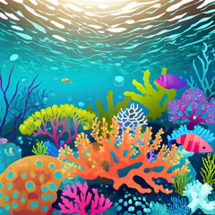 Fototapeta na wymiar Coral reef background. Undersea tropical world