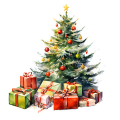 Obraz na płótnie Canvas Christmas tree with gifts decor new year, transparent