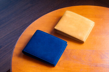 Banknote and card wallets, product photography sets, sales promotion