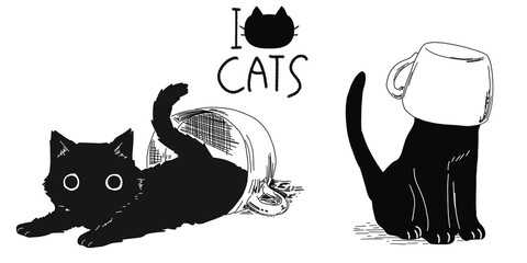 Cute cats created in colorful illustrations.