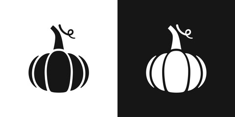 Mature pumpkin vector icon. Pumpkin and stalk, Halloween symbol