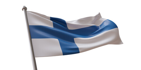 Obraz premium Finland flag waving isolated on white transparent background, PNG.