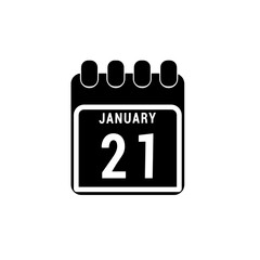 Calendar displaying day 21 (twenty-first) of the Janeiro - Day 21 of the month. Illustration
