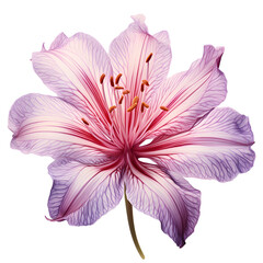 pink lily isolated on white, A botanical illustration of flower, petals, stamen and pistil on white background.