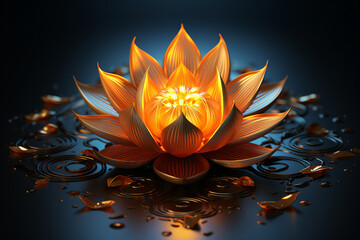 Naklejka na ściany i meble Generative ai picture pf colorful beautiful lotus water lily flower on pond yoga peace calm inspiration