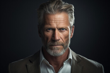 Image of a handsome successful man created with generative ai technology isolated on dark grey background