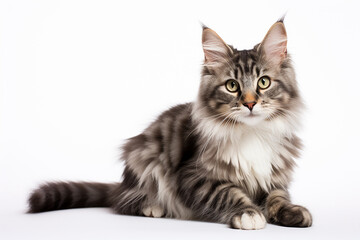 Fototapeta premium Cat, Cat Isolated In White, Cat In White Background