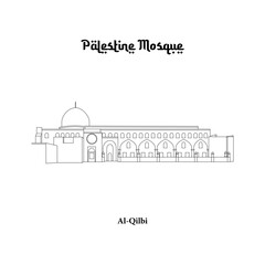 Vector design of the Al Qilbi Mosque in the city of Jerusalem. Palestine Mosque line art design isolated white background